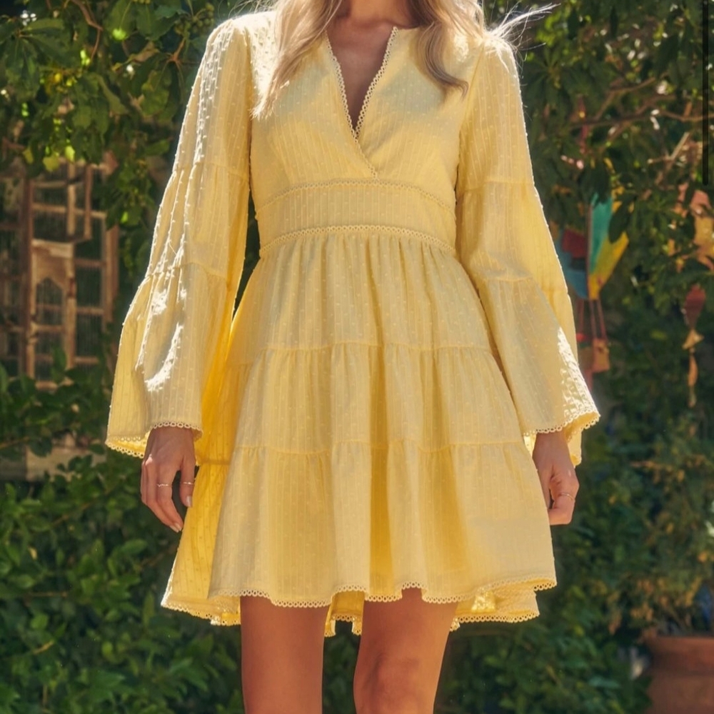 Lost + Wander Sunny Yellow Long Sleeve Dress